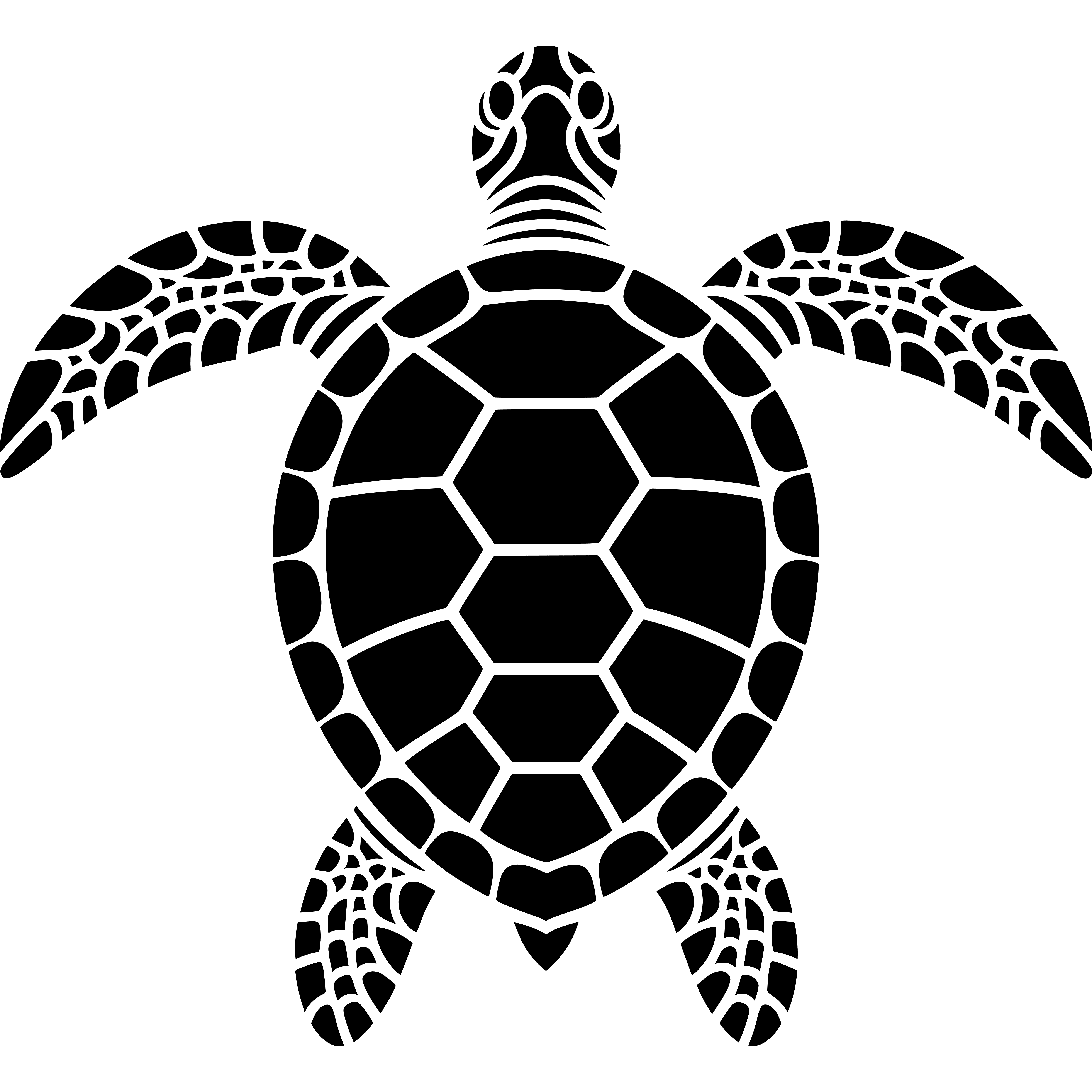 Tribal Sea Turtle in SVG, DXF, PNG, PDF formats