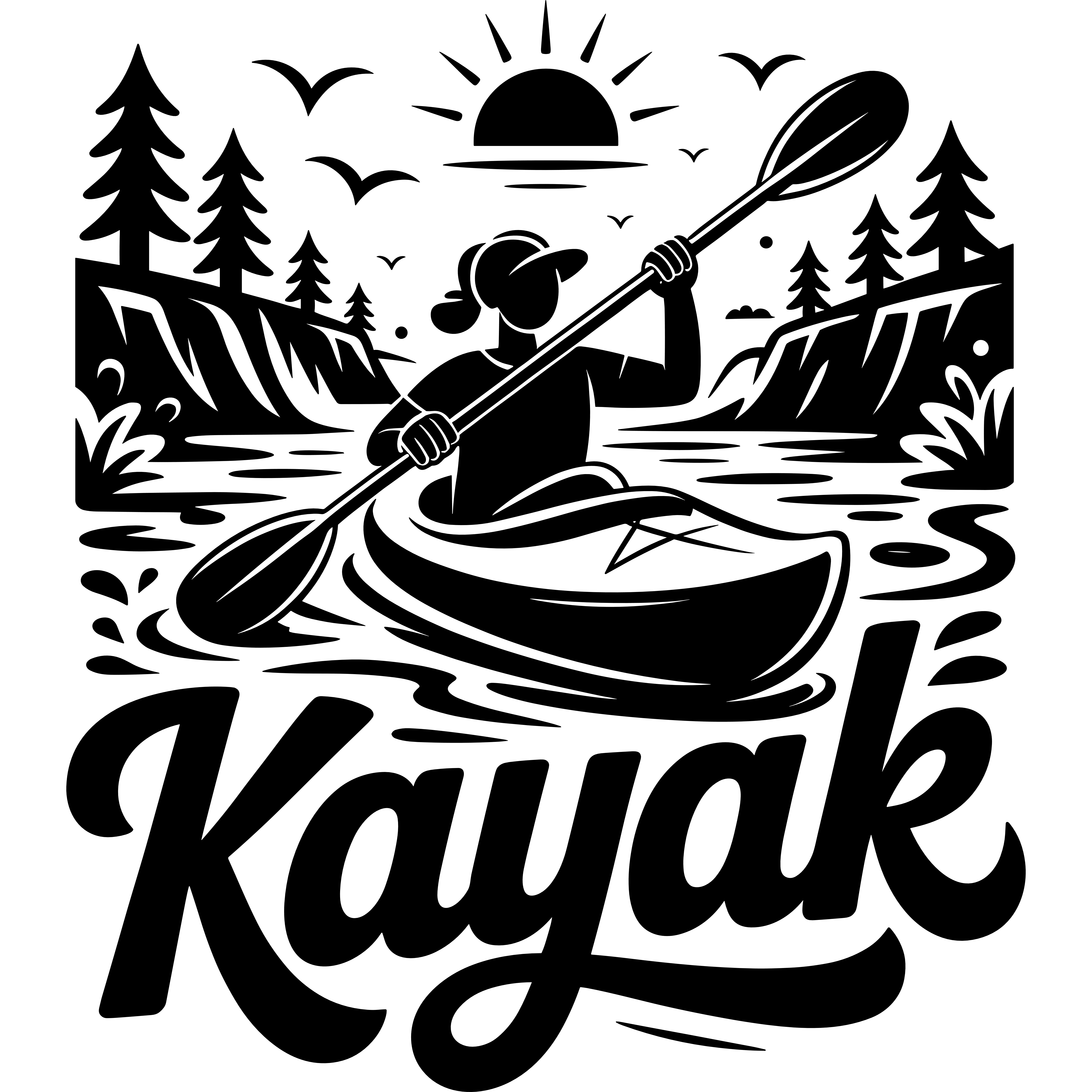 Kayak in SVG, DXF, PNG, PDF formats